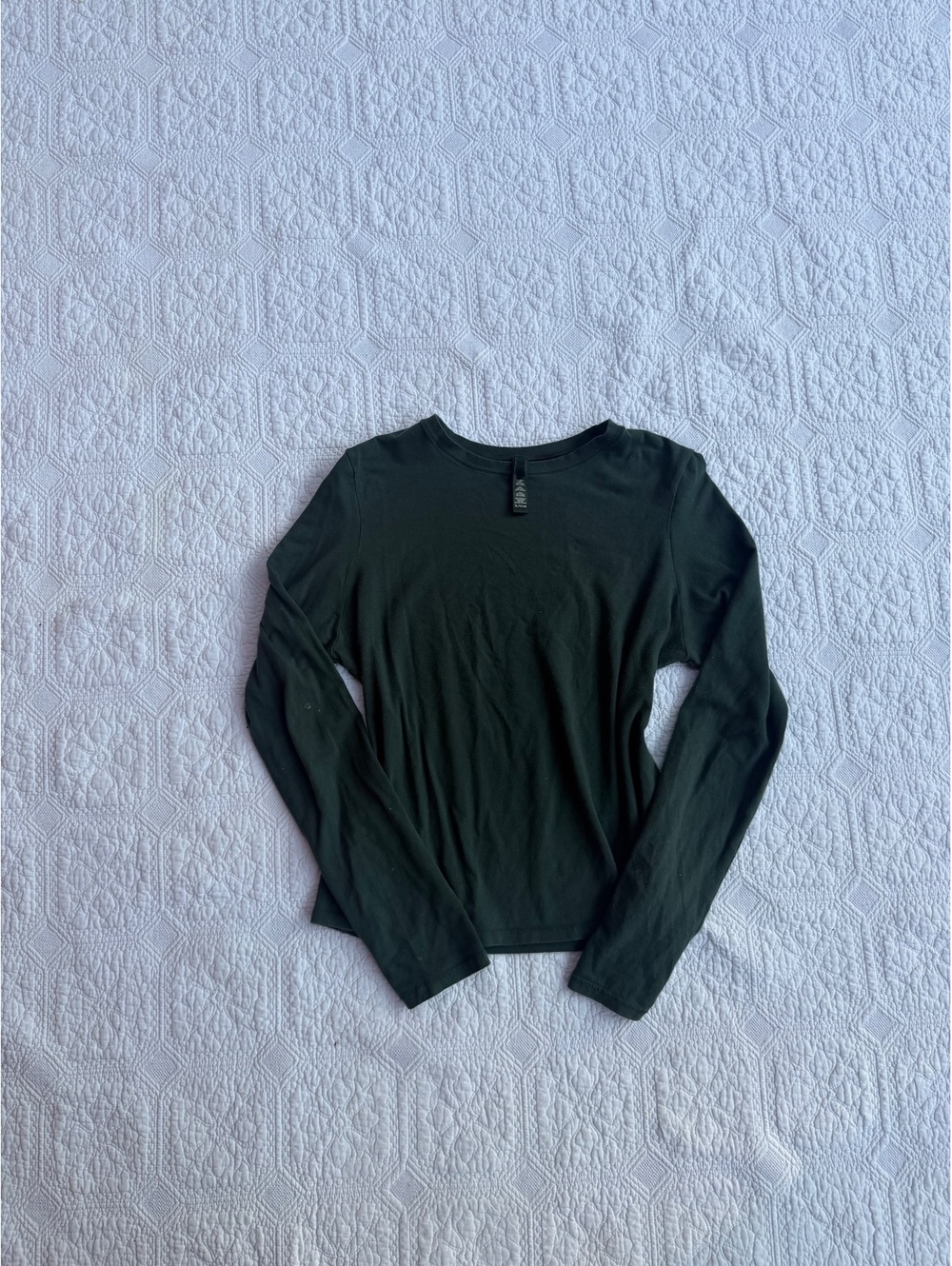 Skims dark green Women's  Long Sleeve Crew Neck Cotton Shirt size xl